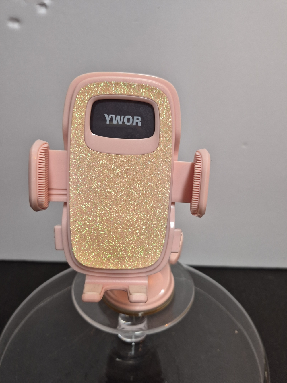 YWOR Pink Glitter Adjustable Angle Car Mount Suction Cup Windshield Dashboard